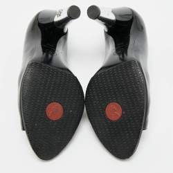 Pre Owned Chanel CC logo Size 36 Black Patent Leather Open Toe Pumps