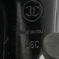 Pre Owned Chanel CC logo Size 36 Black Patent Leather Open Toe Pumps