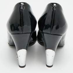 Pre Owned Chanel CC logo Size 36 Black Patent Leather Open Toe Pumps