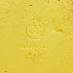 Pre Owned Chanel Dad Size 37.5 Yellow Fabric CC Ankle Strap Flat Sandals