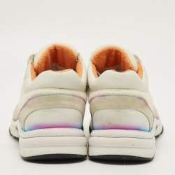 مملوكة مسبقًا Chanel Interlocking CC Size 37 Grey/Pink Suede and Tweed Low Top Sneakers