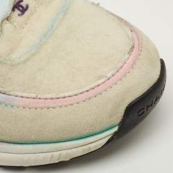 مملوكة مسبقًا Chanel Interlocking CC Size 37 Grey/Pink Suede and Tweed Low Top Sneakers