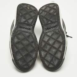 Pre Owned حذاء رياضي شانيل نايلون وجلد أسود/أبيض CC بعنق منخفض مقاس 39.5