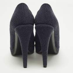 Pre Owned حذاء كعب عالي شانيل جلد وبريق أخضر/أرجواني شعار سي سي متشابك مقاس 40.5