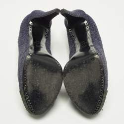 Pre Owned حذاء كعب عالي شانيل جلد وبريق أخضر/أرجواني شعار سي سي متشابك مقاس 40.5