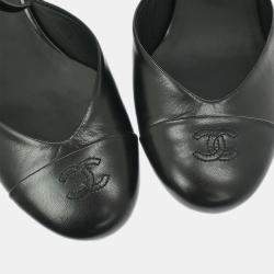 مملوكة مسبقًا صندل شانيل جلد أسود ج G28995 مقاس 35 1/2