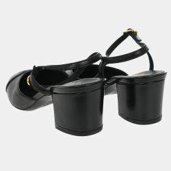 مملوكة مسبقًا صندل شانيل جلد أسود ج G28995 مقاس 35 1/2