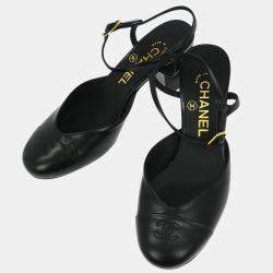 مملوكة مسبقًا صندل شانيل جلد أسود ج G28995 مقاس 35 1/2