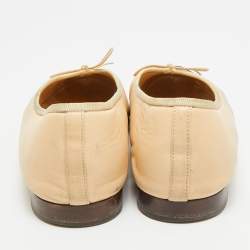 Pre Owned حذاء فلات باليه شانيل فيونكة سيات سي تو كاب جلد أسود مقاس 39