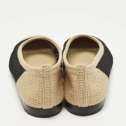 مملوكة مسبقًا Chanel CC Size 40.5 Beige/Black Knit Fabric Ballet Flats