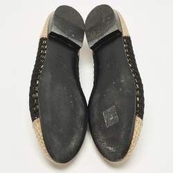 مملوكة مسبقًا Chanel CC Size 40.5 Beige/Black Knit Fabric Ballet Flats