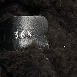 Pre Owned حذاء بوت منتصف ساق شانيل سويدي مبطن بني مقاس 40.5