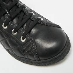 Pre Owned Chanel Size 35.5 Black Leather Lace Up Sneakers