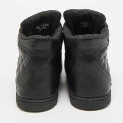 Pre Owned Chanel Size 35.5 Black Leather Lace Up Sneakers