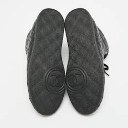 Pre Owned Chanel Size 35.5 Black Leather Lace Up Sneakers