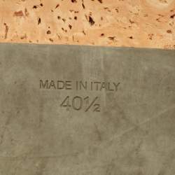 مملوكة مسبقًا Chanel CC Size 40.5 Black/Light Blue Leather Cap Toe Cork Platform Mules