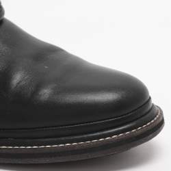 Pre Owned بوت شانيل جلدي وتويد أسود/رمادي بطول الكاحل مقاس 39