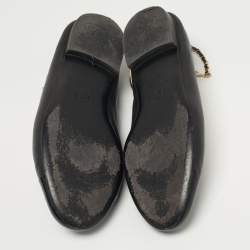 Pre Owned Chanel CC Size 38 Black Leather and Patent Leather Chain Cap Toe Ballet Flats