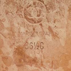 مملوكة مسبقًا Chanel CC Size 36.5 Silver/Black Woven Coated Fabric Bow Cap Toe Ballet Flats