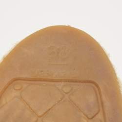 مملوكة مسبقًا Chanel CC Size 38 Navy Blue/Grey Wool Cap Toe Espadrille Flats