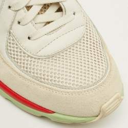 Pre Owned Chanel CC Size 38 Beige/White Mesh and Suede High Top Sneakers