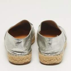 Pre Owned حذاء إسبادريل فلات شانيل قماش وشبكة فضي ميتاليك مقدمة سي سي مقاس 39