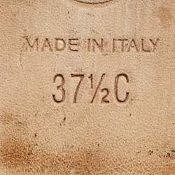 Pre Owned Chanel CC Bow Size 37.5 Brown Leather Cap Toe Ballet Flats