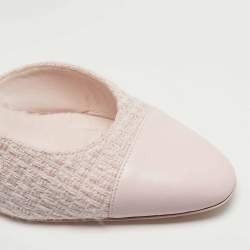 Pre Owned حذاء كعب عالي شانيل سبيكة قماش/جلد أسود/كريمي بحزام خلفي شعار CC مقاس 37.5