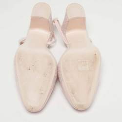 Pre Owned حذاء كعب عالي شانيل سبيكة قماش/جلد أسود/كريمي بحزام خلفي شعار CC مقاس 37.5