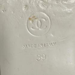 Pre Owned Chanel CC Size 39 Grey/Black Canvas and Suede Slingback Flats