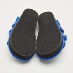 مملوكة مسبقًا Chanel CC Size 36 Blue Rope and Leather Flat Sandals