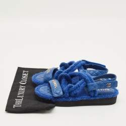 مملوكة مسبقًا Chanel CC Size 36 Blue Rope and Leather Flat Sandals