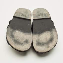 Pre Owned Chanel Dad Size 37.5 Black Tweed Slingback Sandals