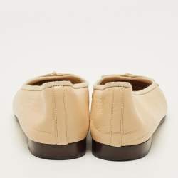 مملوكة مسبقًا حذاء فلات باليه شانيل فيونكة سيات سي تو كاب جلد أسود مقاس 39