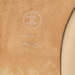 مملوكة مسبقًا حذاء فلات باليه شانيل فيونكة سيات سي تو كاب جلد أسود مقاس 39