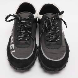 Pre Owned حذاء رياضي شانيل سي سي نايلون وجلد سويدي رمادي/أسود منخفض مقاس 39