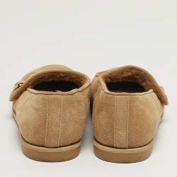 مملوكة مسبقًا حذاء باليرينا فلات شانيل جلد بني ومزخرف بـ PVC مقاس 37.5