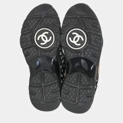 Pre Owned Chanel 22A Beige Black CC All Over Logo Sneakers 35