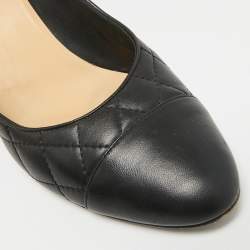 مملوكة مسبقًا حذاء كعب عالي شانيل جلد نوبوك أسود/بيج مقدمة مغطاة مقاس 37.5