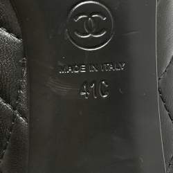 مملوكة مسبقًا حذاء كعب عالي شانيل جلد نوبوك أسود/بيج مقدمة مغطاة مقاس 37.5