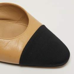 Pre Owned حذاء شانيل سيلنغ باك مقدمة مغطاة كانفاس جلد بيج مقاس 39