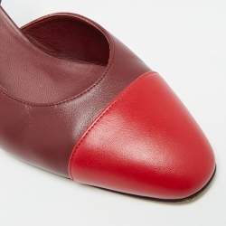 مملوكة مسبقًا حذاء كعب عالي شانيل سبيكة قماش/جلد أسود/كريمي بحزام خلفي شعار CC مقاس 37.5