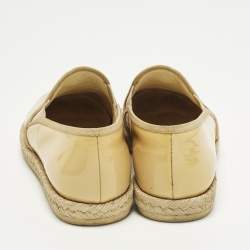Pre Owned Chanel Size 36.5 Beige Patent Leather Espadrille Loafers