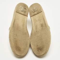 Pre Owned Chanel Size 36.5 Beige Patent Leather Espadrille Loafers