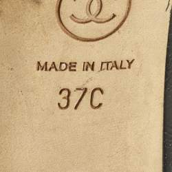 Pre Owned حذاء كعب عالي شانيل غطاء مقدمة سي سي جلد س ويدي وبرّاق بني/أسود مقاس 40