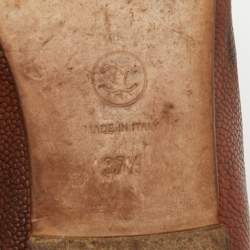 Pre Owned حذاء شانيل باليرينا مقدمة جلد بني مع فيونكة مقاس 37.5