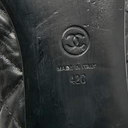 مملوكة مسبقًا Chanel CC Size 42 Black Quilted Leather Bow Cap Toe Ballet Flats
