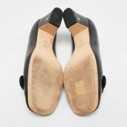 Pre Owned Chanel Camelia Size 41 Black Leather Block Heel Pumps