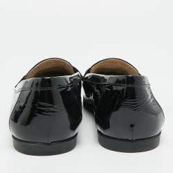 Pre Owned Chanel CC Size 38 Black Patent Leather Smoking Slippers