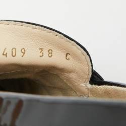 Pre Owned Chanel CC Size 38 Black Patent Leather Smoking Slippers